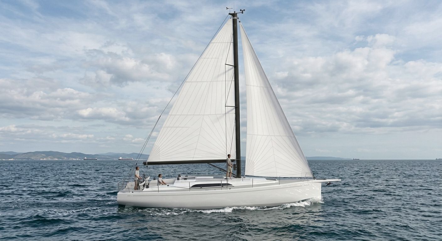 Velero navegando frente a la costa de la Región de Murcia